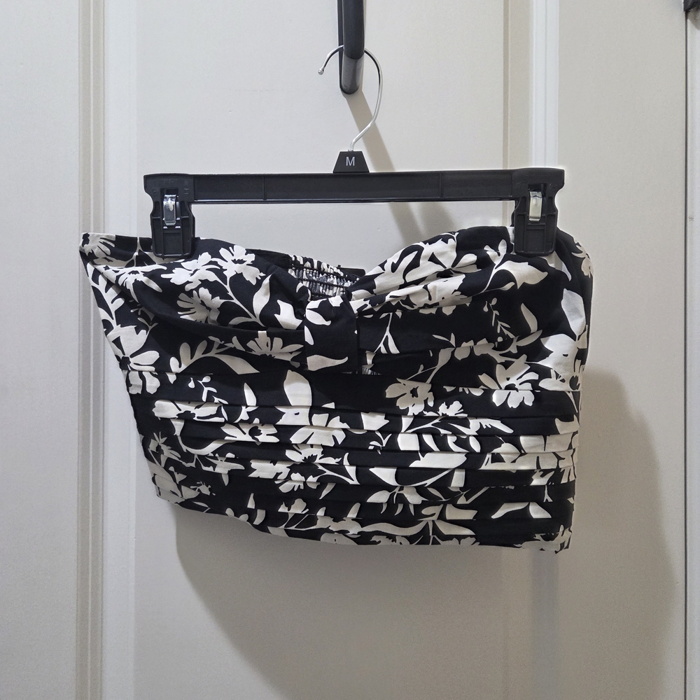 Express Black and White Floral Tube Top